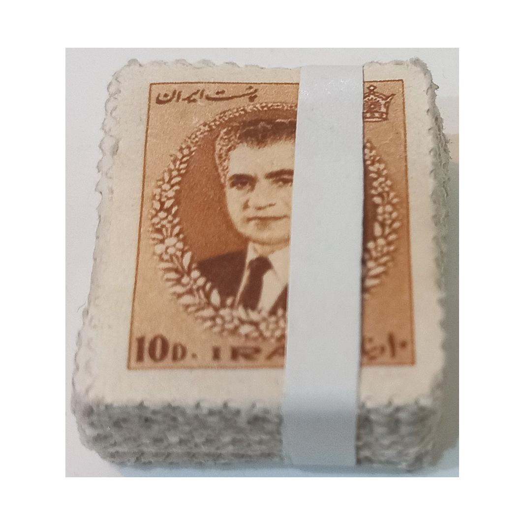 بسته 100 عددی تمبر 10 دینار سری 12 پستی پهلوی