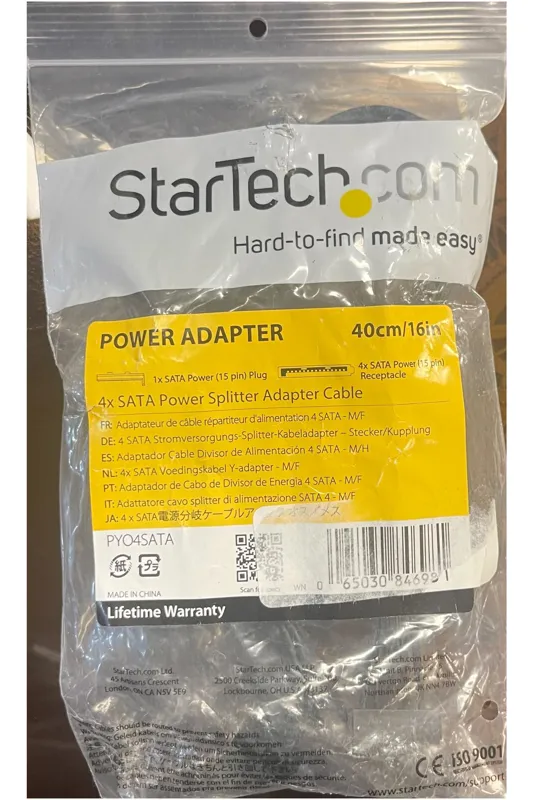StarTech 4X SATA Power Splitter Adapter Cable