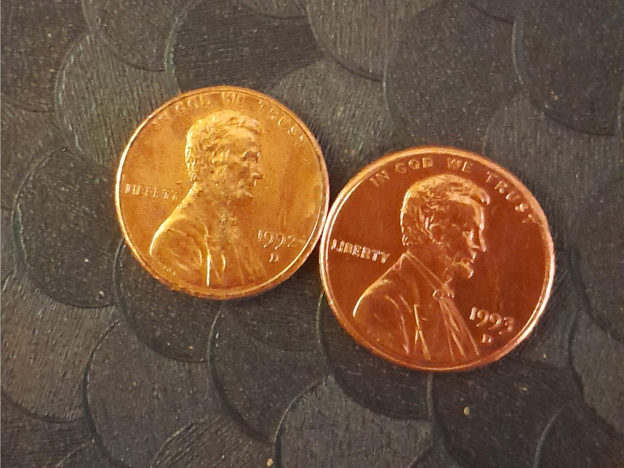 سکه یک سنت امریکا 1992D و 1993D