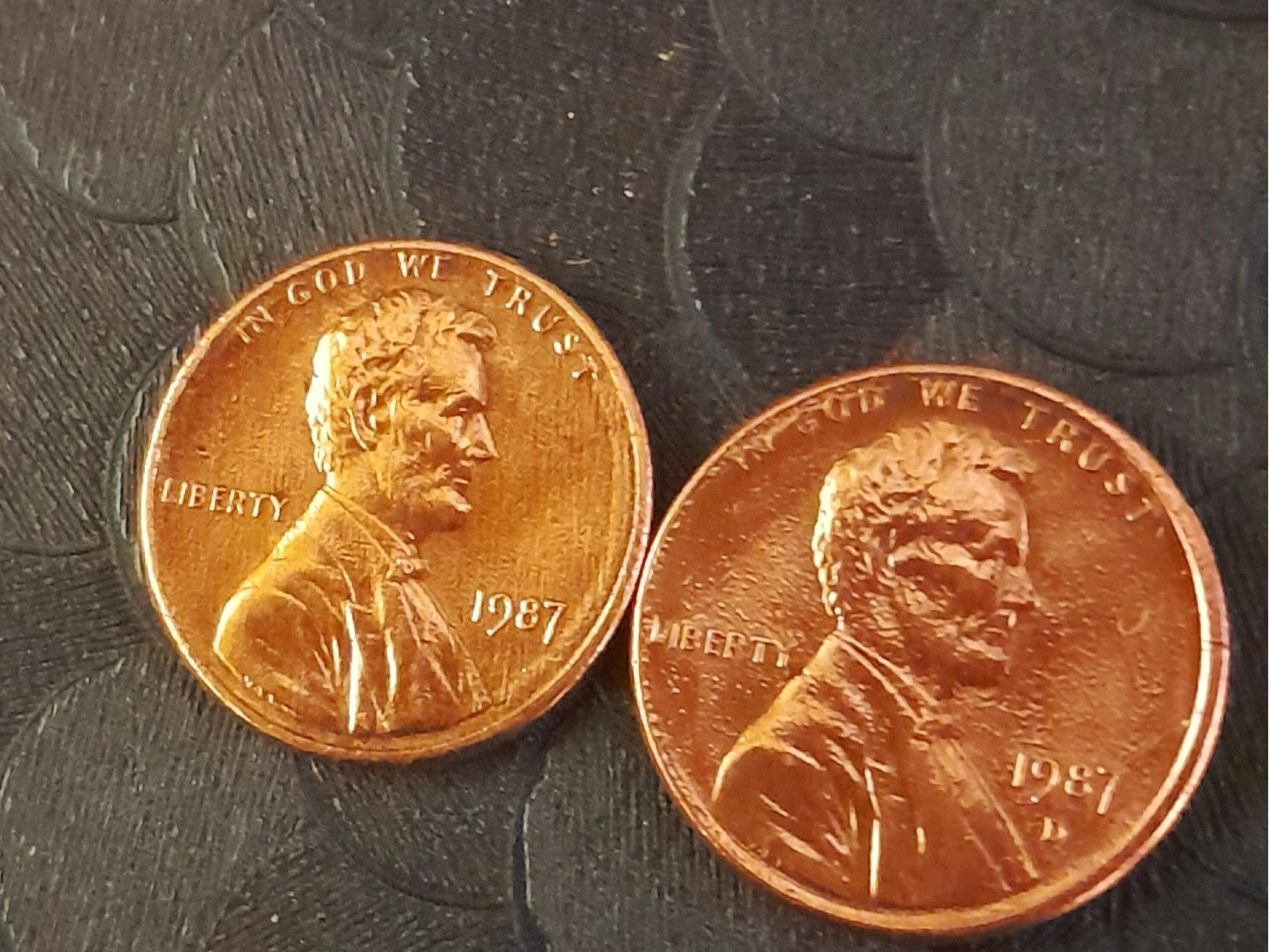 سکه یک سنت امریکا 1987 و 1987D