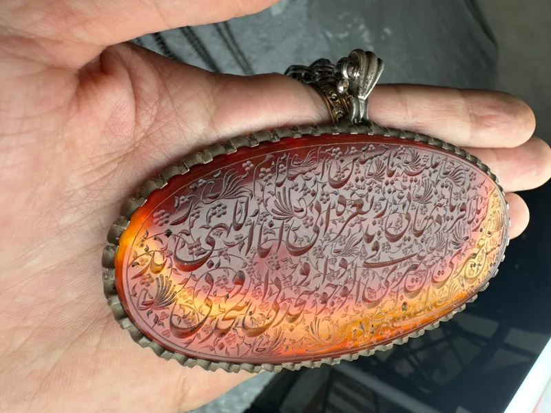 گردنی عقیق خطی بسیار زیبای نقره ساخت نجف