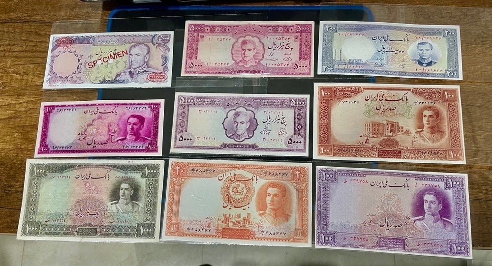 مجموعه اسکناس زیبا 9 عدد محمدرضا شاه طرح