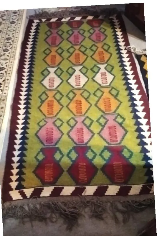 گلیم پشمی دستبافت 2در1