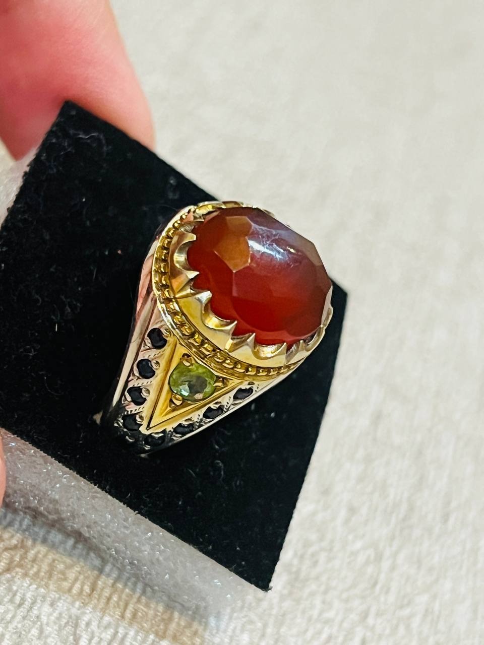 عقیق یمن سرخ  دستساز