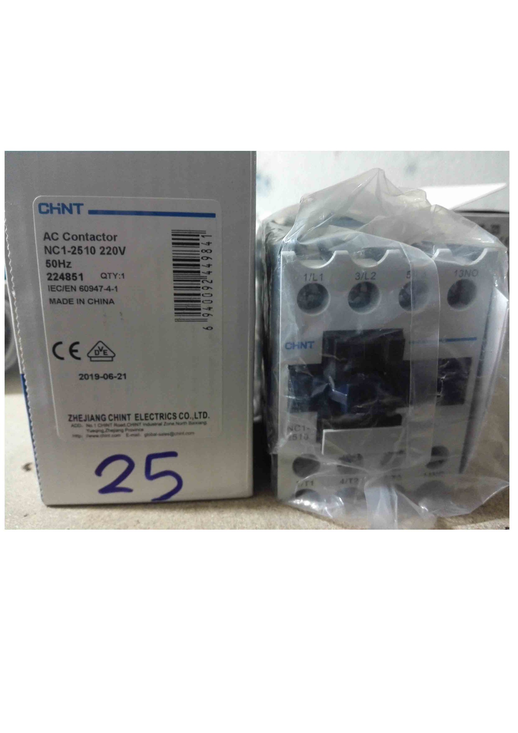 کنتاکتور 25 آمپر چینت بوبین 220 ولت CHINT NC1-2510