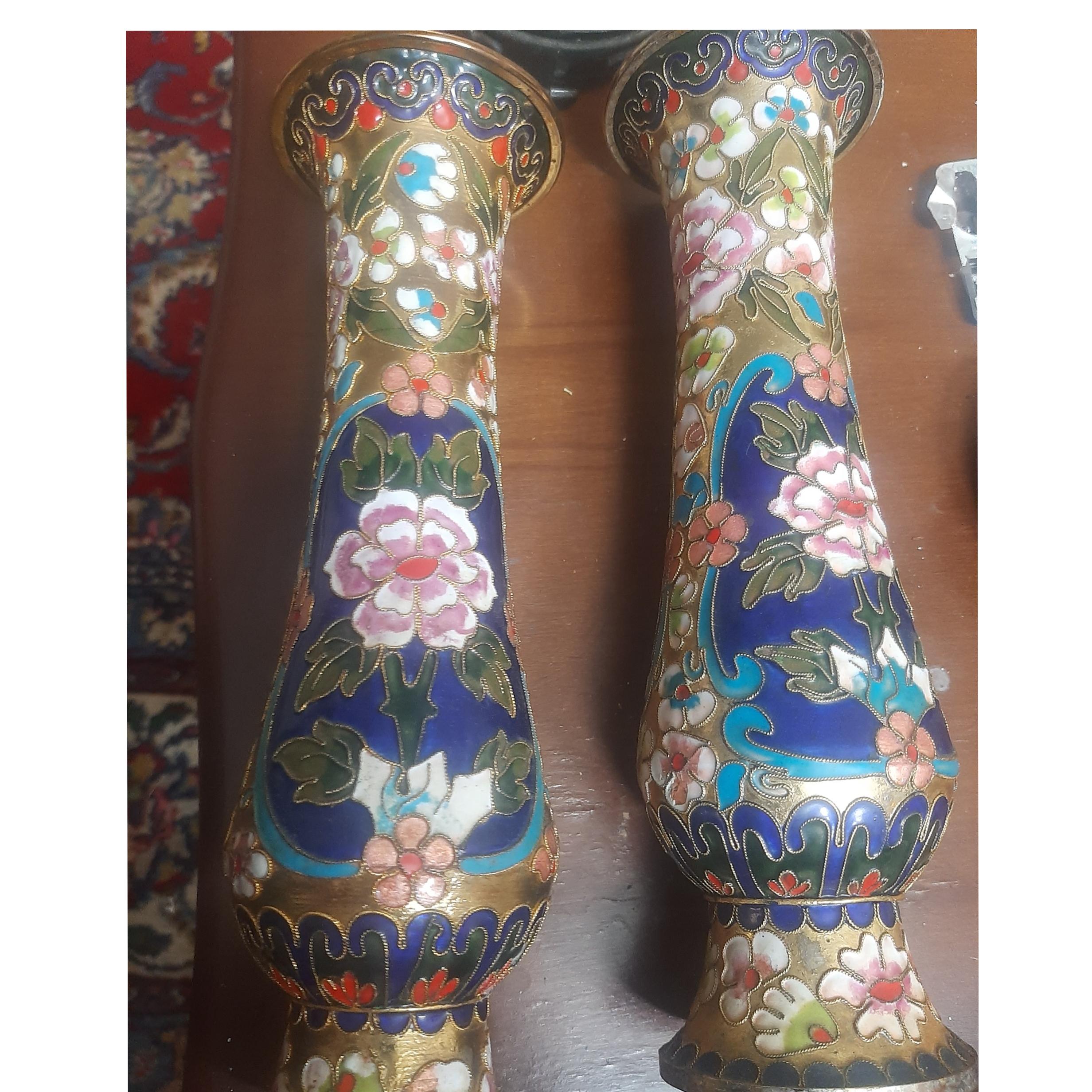 گلدان میناکاری مسی تقریبا قدیمی