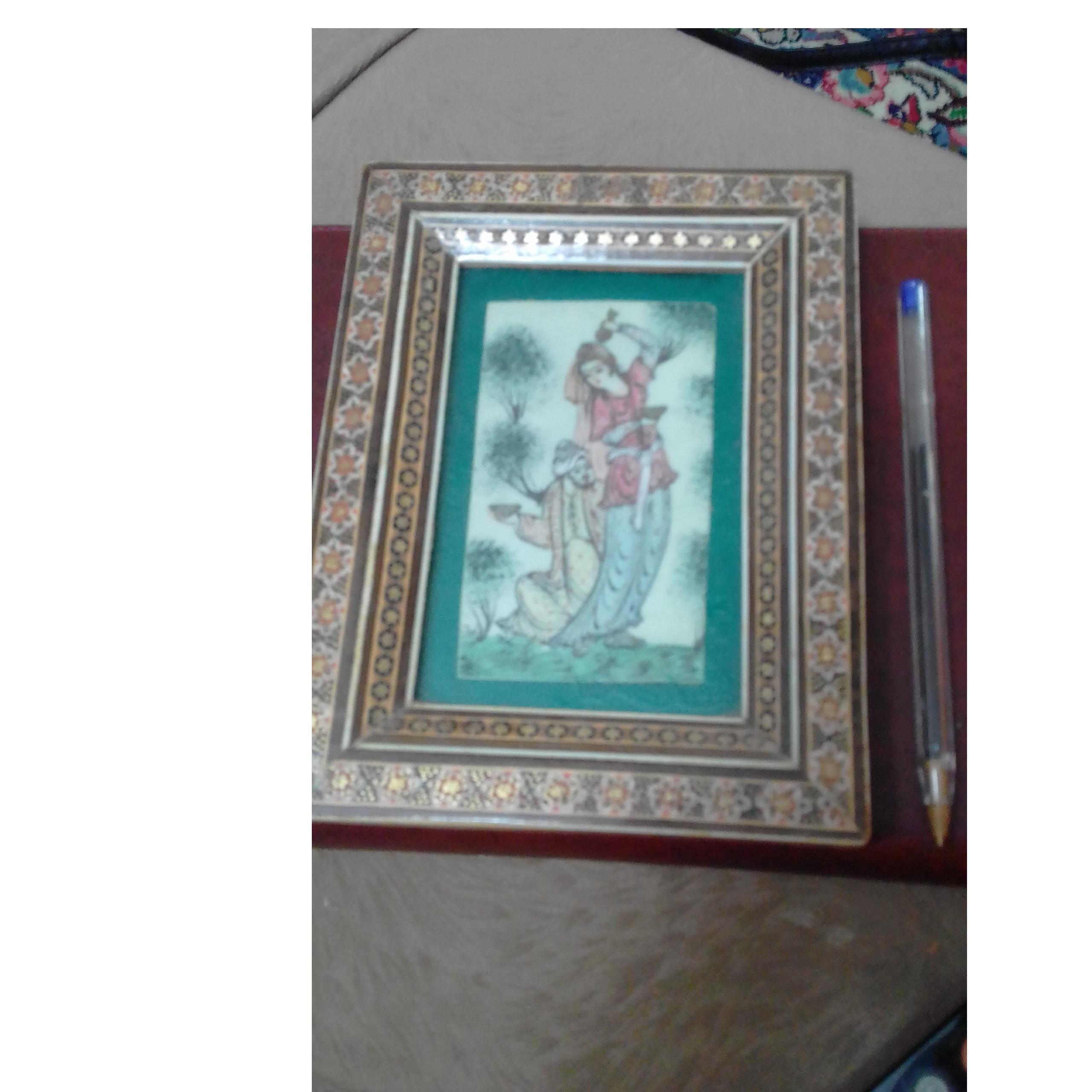 قاب خاتم کاری کوچک با عکس لیلی ومجنون