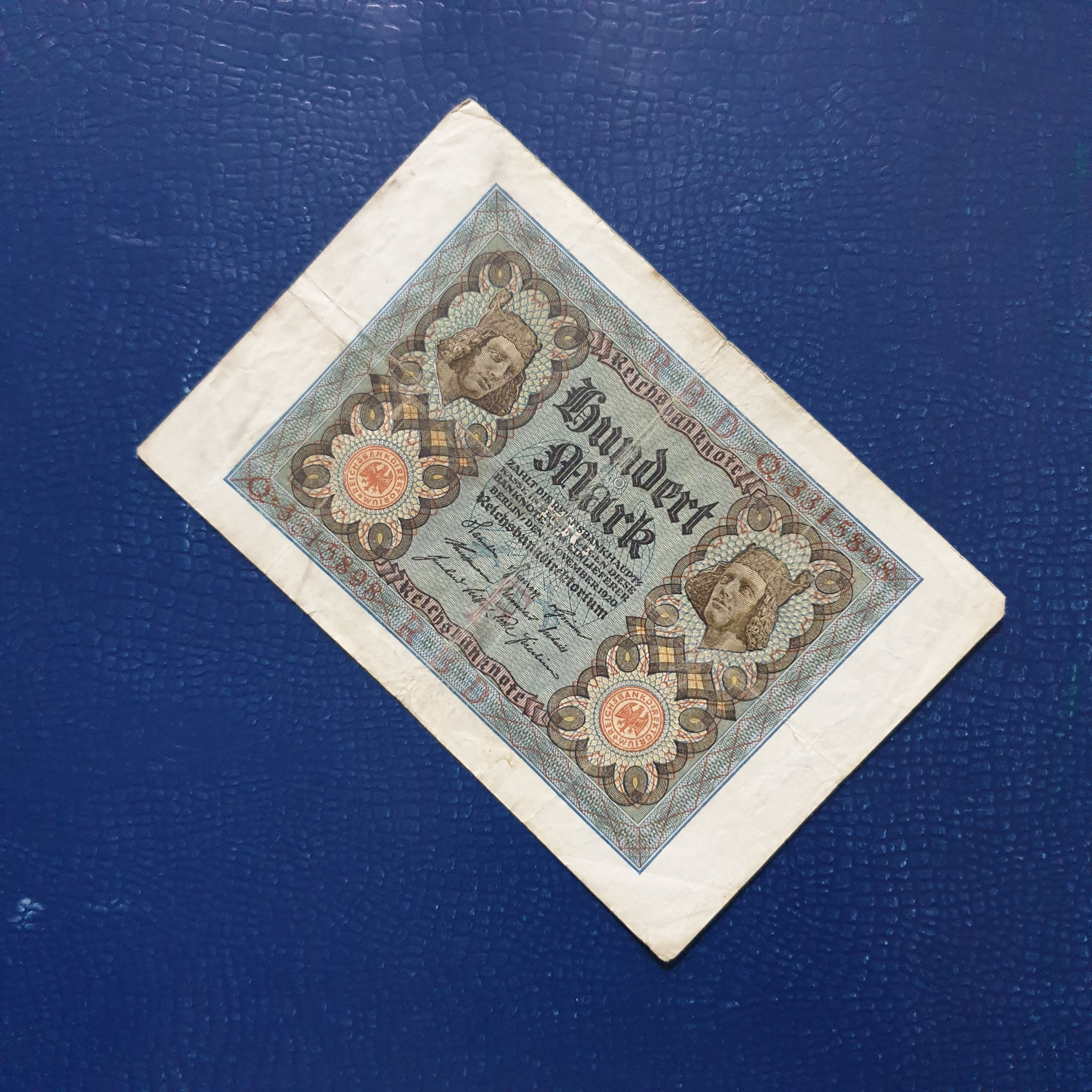 اسکناس 100 مارک کمیاب المان 1920 میلادی G9