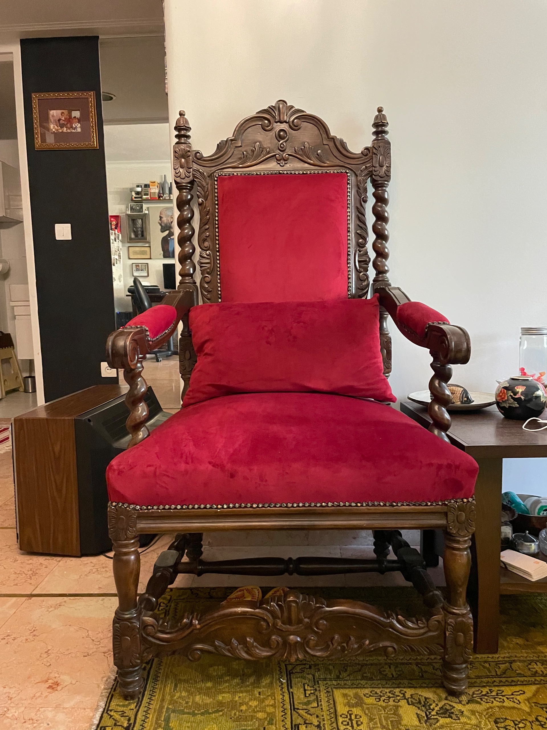 صندلی تک تمام چوب آنتیک