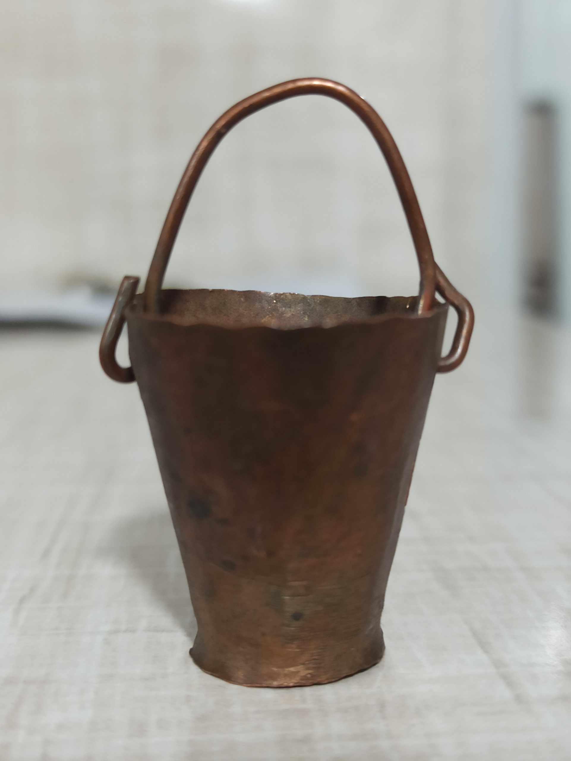 سطل مسی کوچک دستساز قدیمی نوستالژی