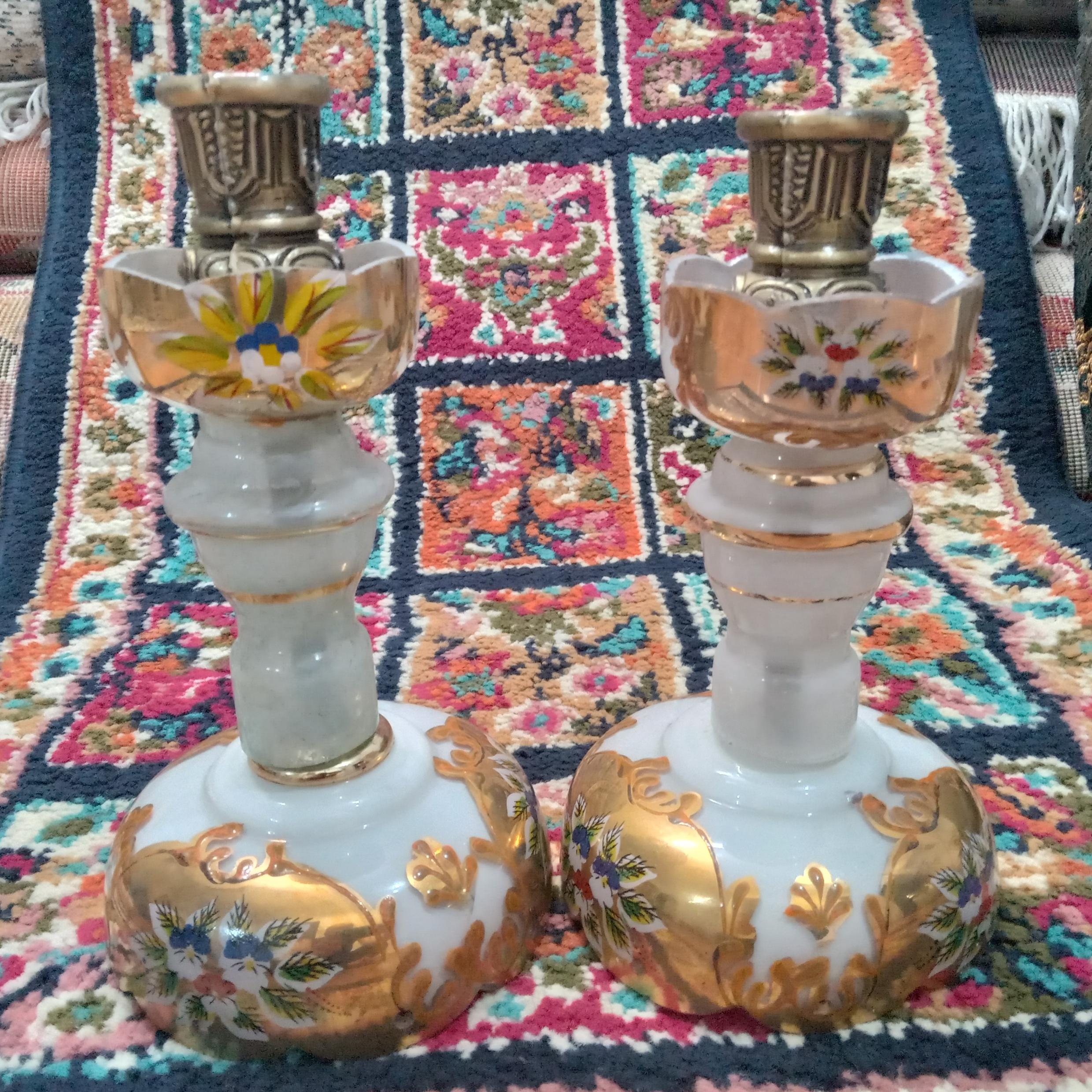 دو جاشمعی شمعدان نقاشی دار