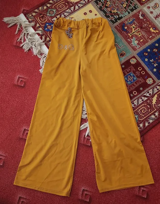 شلوار دمپا گشاد خردلی