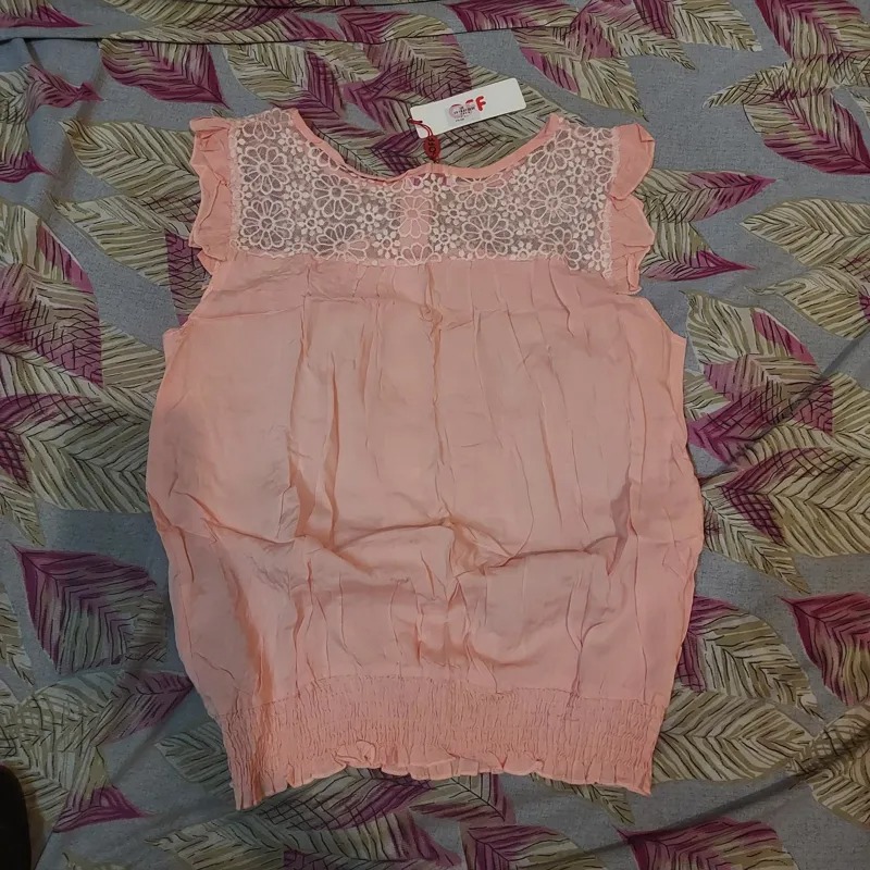 تاپ نخی زنانه گلبهی  پایین کش