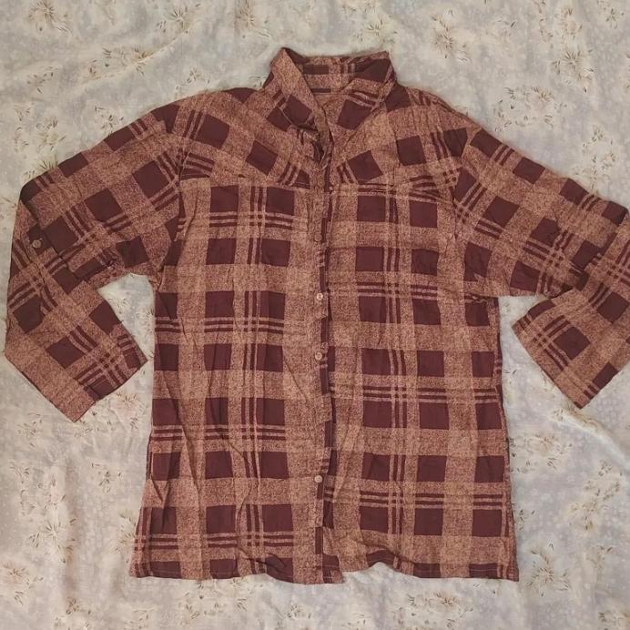 پیراهن عنابی دکمه دار  نخی