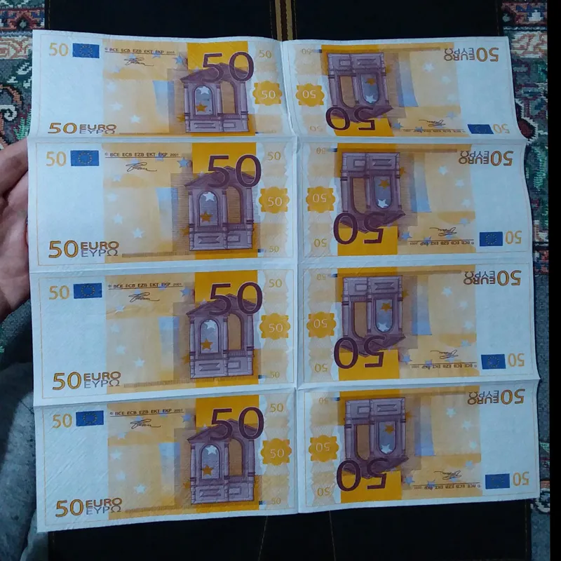 دستمال کاغذی کلکسیونی اسکناس یورو اروپا _ 1 برگ