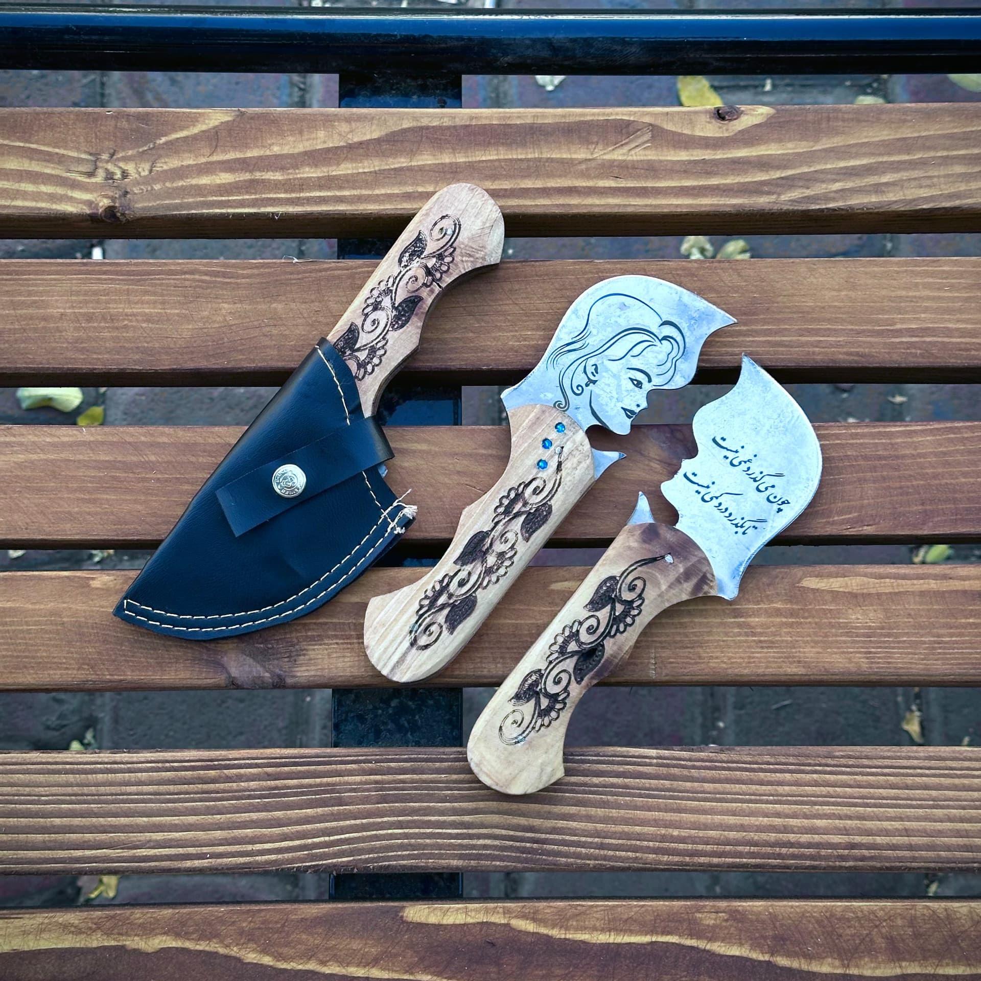 چاقو تیغه طرح دختر با غلاف