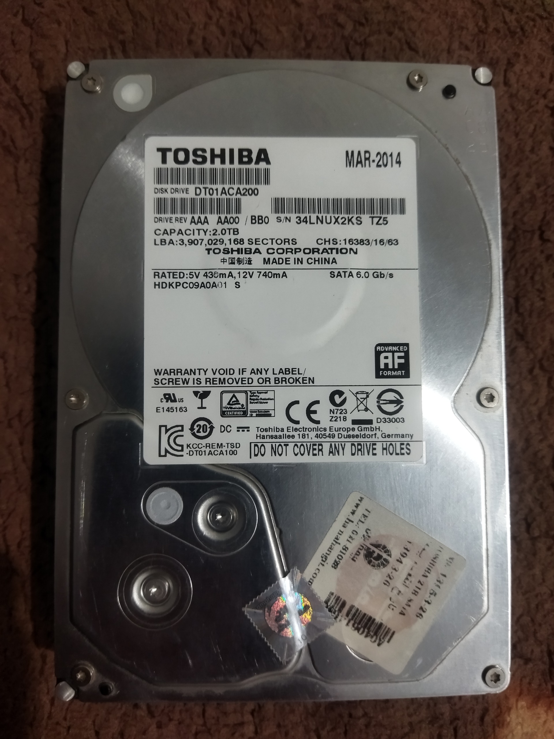 هارد 2 ترابایت توشیبا