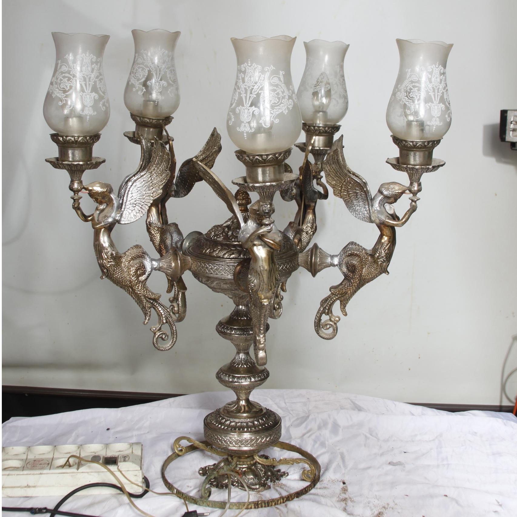 {چلچراغ} رومیزی و کنار سالنی برنزی 15 کیلویی