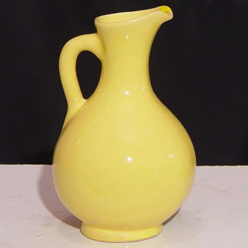 پارچ سفالی لعابدار زیبا لیمویی رنگ قدیمی