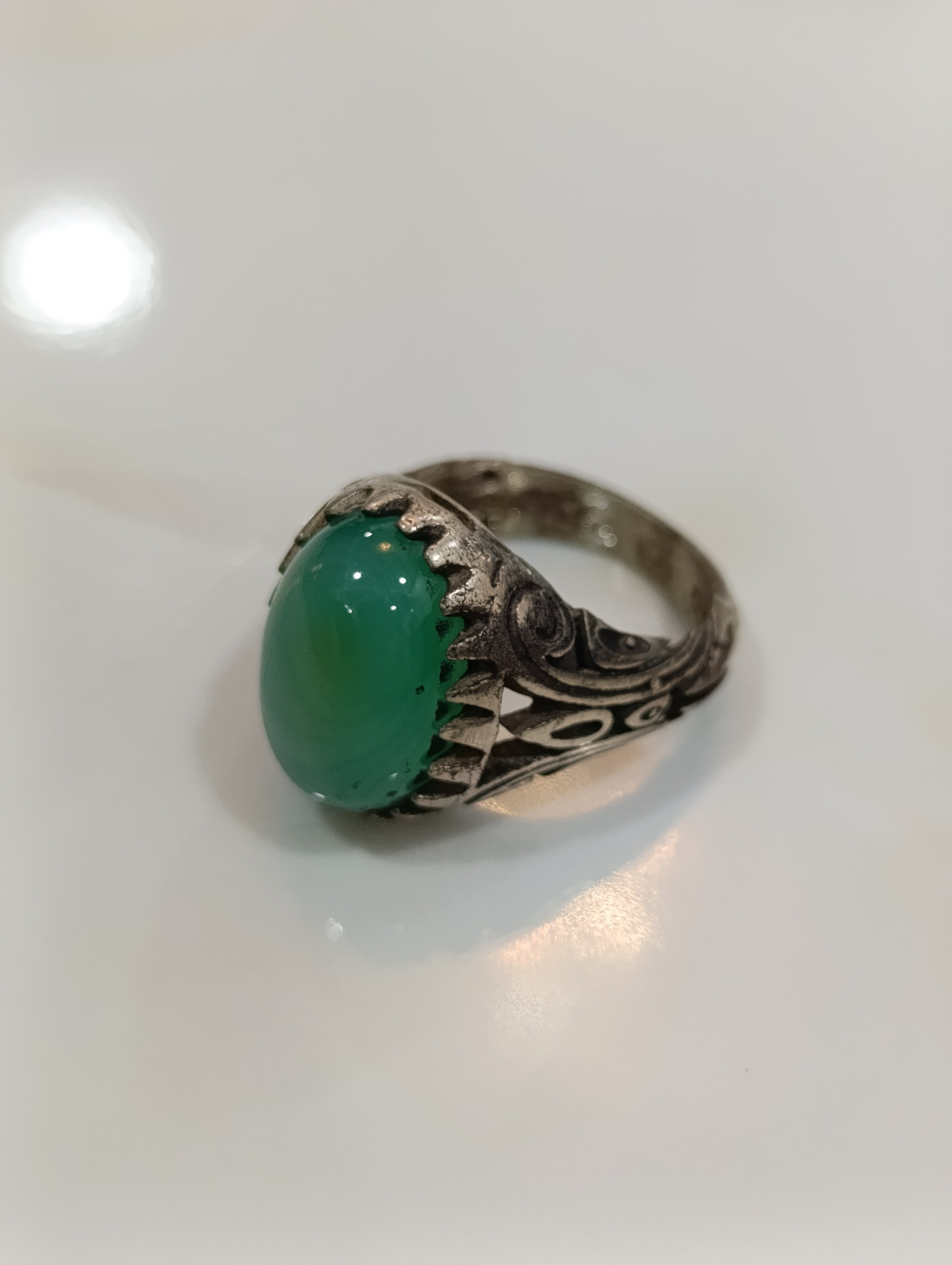 انگشترعقیق سبز طبیعی