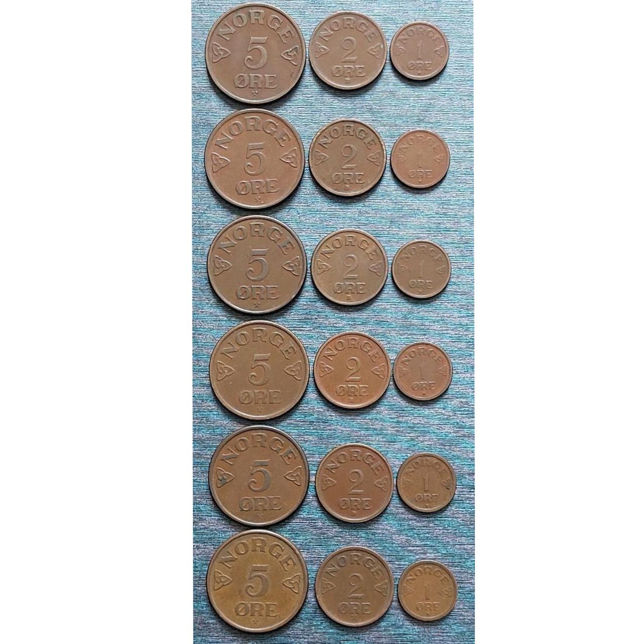 فول ست کامل سکه های 1و2و5 اور برنزی نروژ