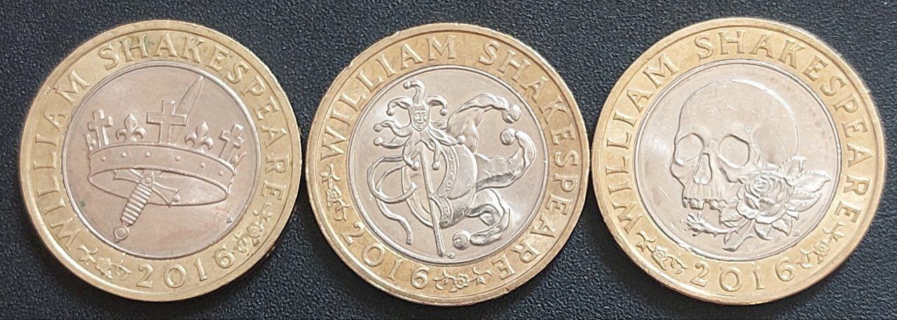 ست کامل دو پوندی های یادبود ویلیام شکسپیر