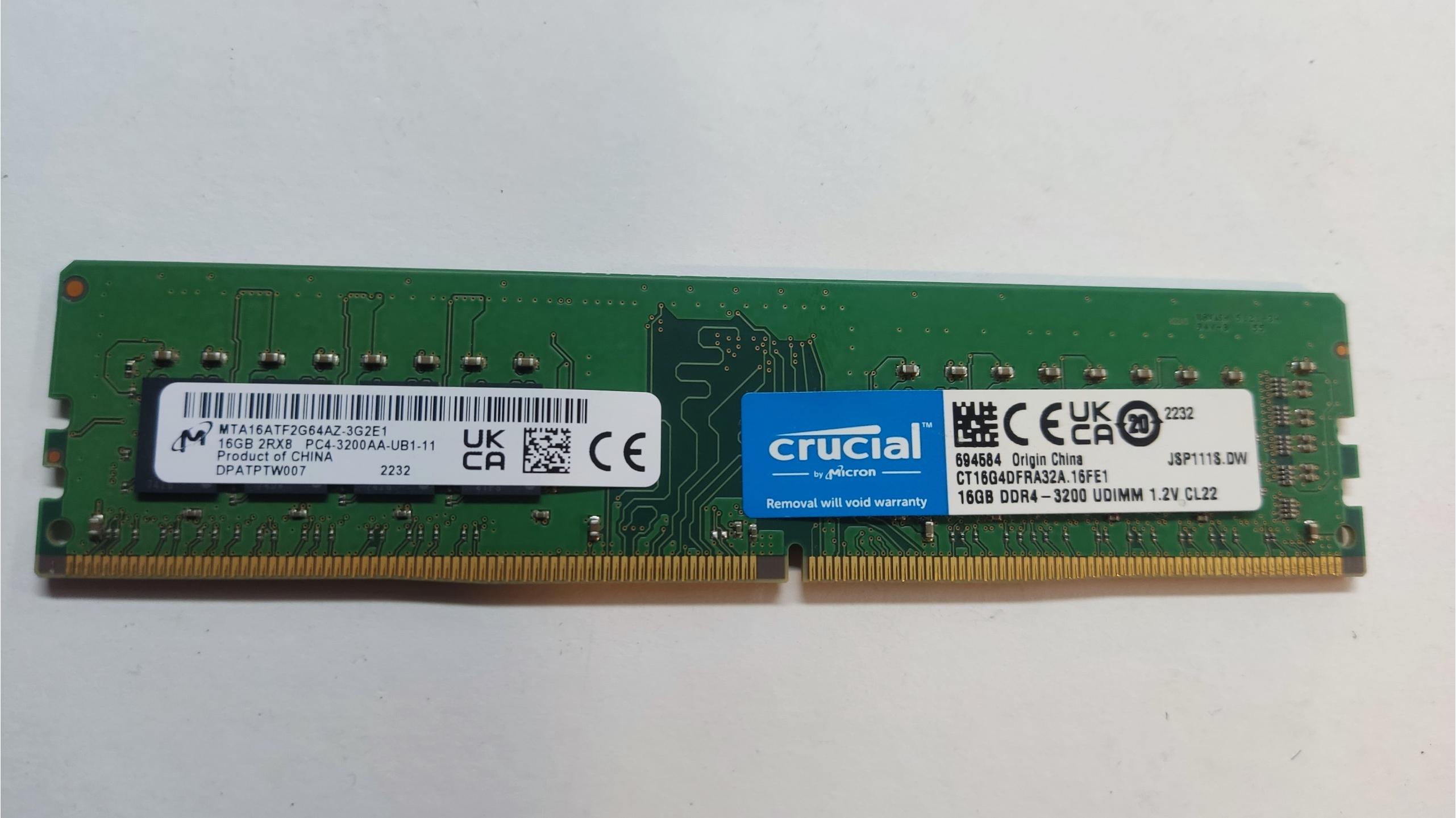 Ram 16GB crucial 3200mhz رم کامپیوتر