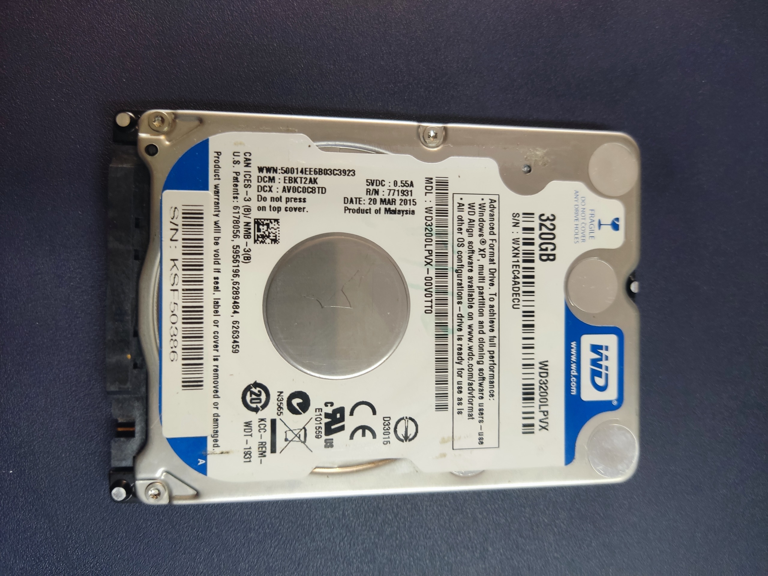 هارد اینترنال وسترن دیجیتال WD3200BUCT 320GB