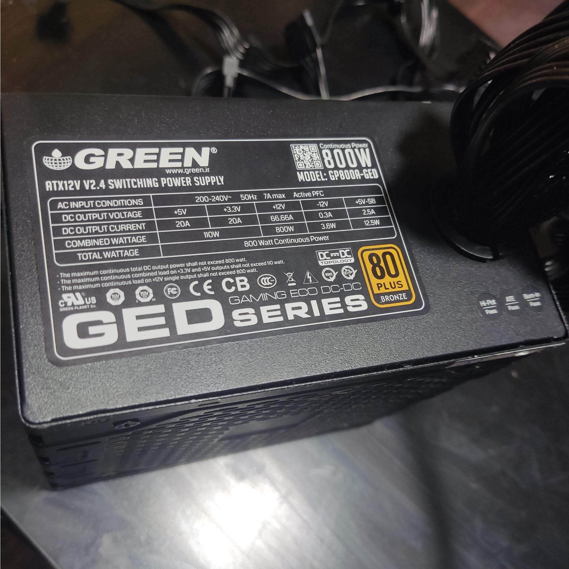 پاور کامپیوتر گرین GP800A-GED 80 Plus Bronze