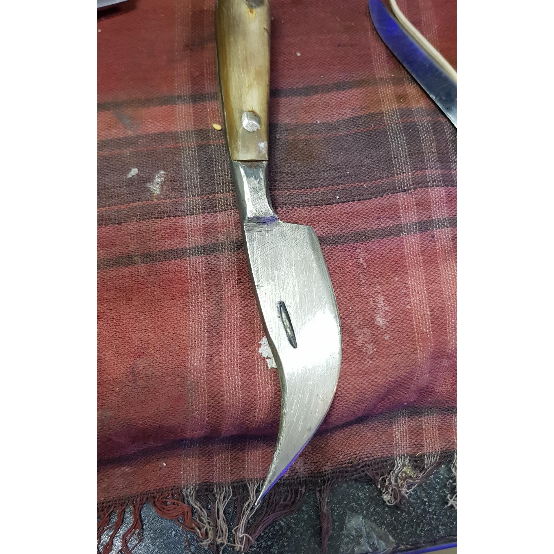 چاقو فولادی خوری دسته شاخ اصل نیشابور