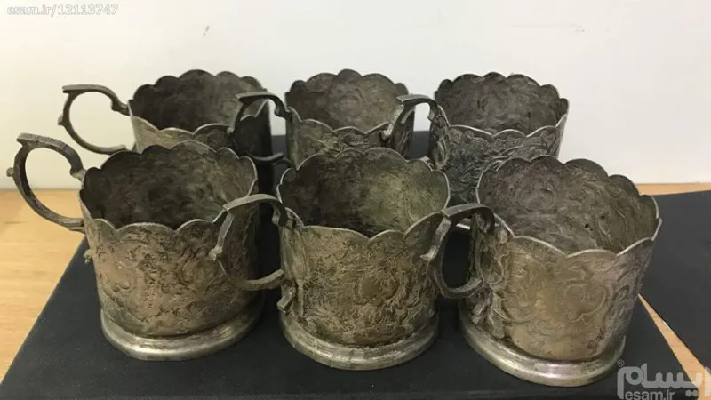 ست 6 تایی گالش نقره ای، قدمت 70-80 سال کار دست