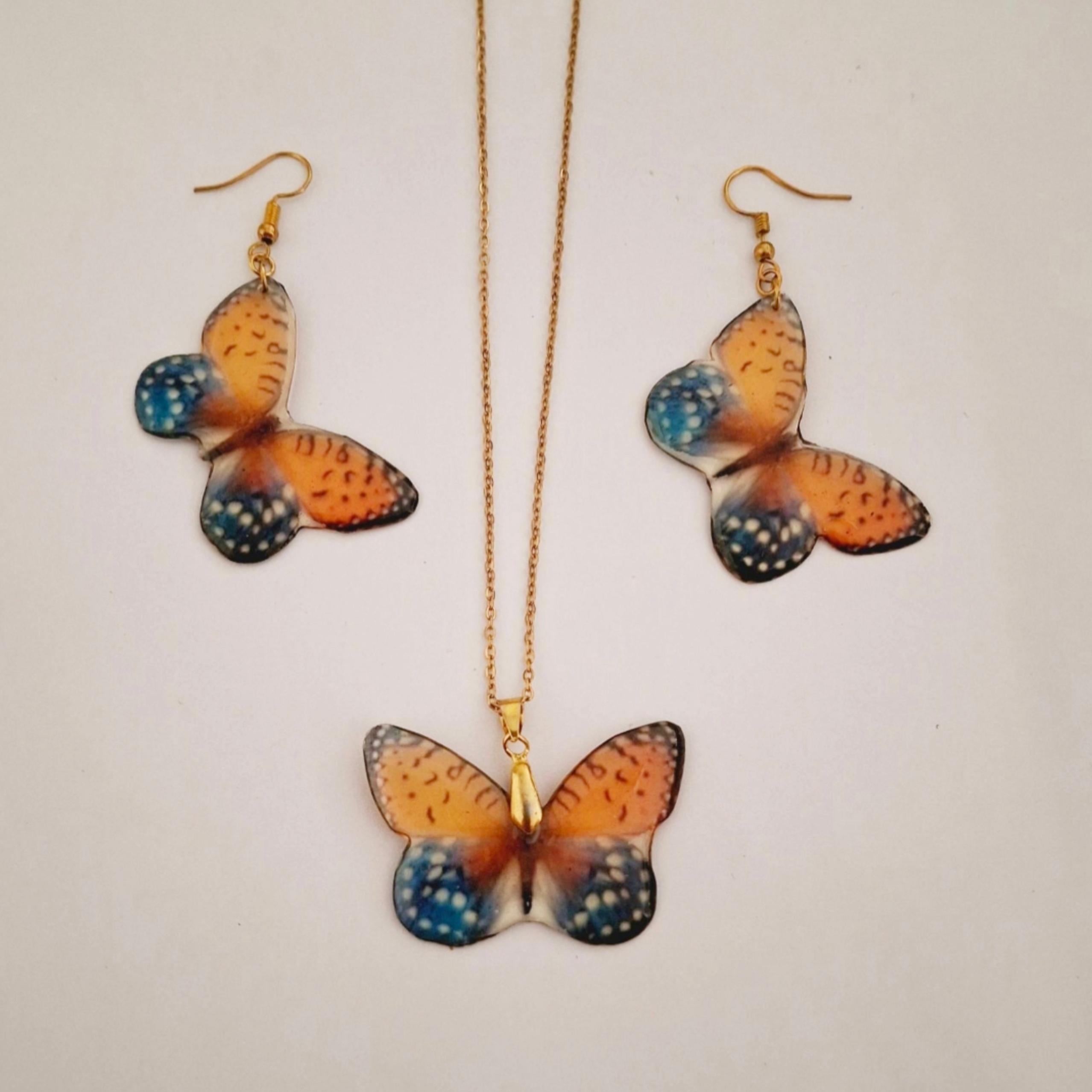 نیم ست پروانه گردنبند گوشواره