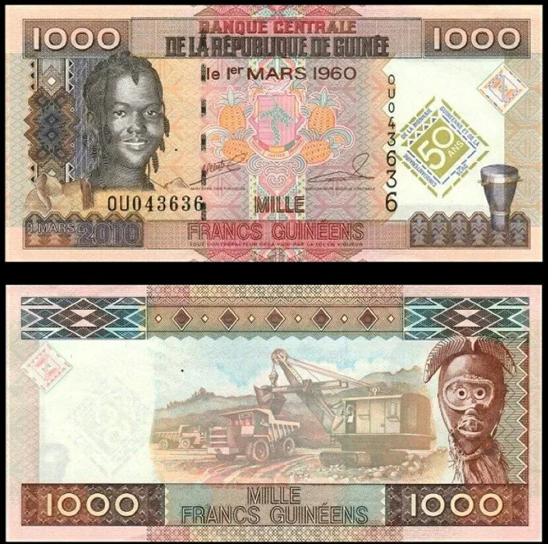 یک برگ اسکناس 1000 فرانک گینه _توضیحات مطالعه شود
