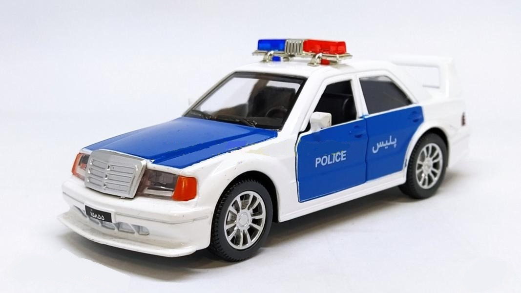 ماکت فلزی ماشین بنز پلیس _ موزیکال ، چراغدار