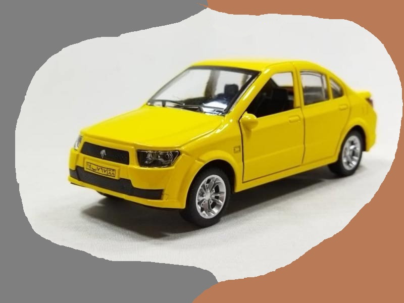 ماکت فلزی ماشین دنا _موزیکال و چراغدار _ زرد