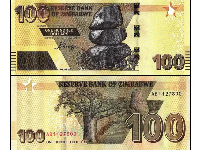 جفت اسکناس 100 دلار زیمباوه _توضیحات مطالعه شود