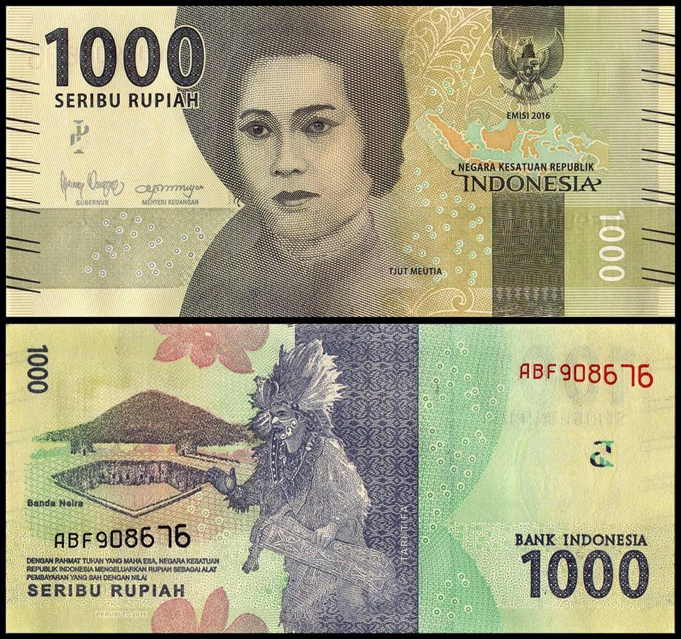یک برگ اسکناس 1000 روپیه اندونزی _ 2016