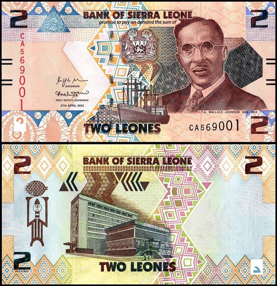 یک جفت اسکناس 2 لئون سیرالئون _توضیحات مطالعه شود