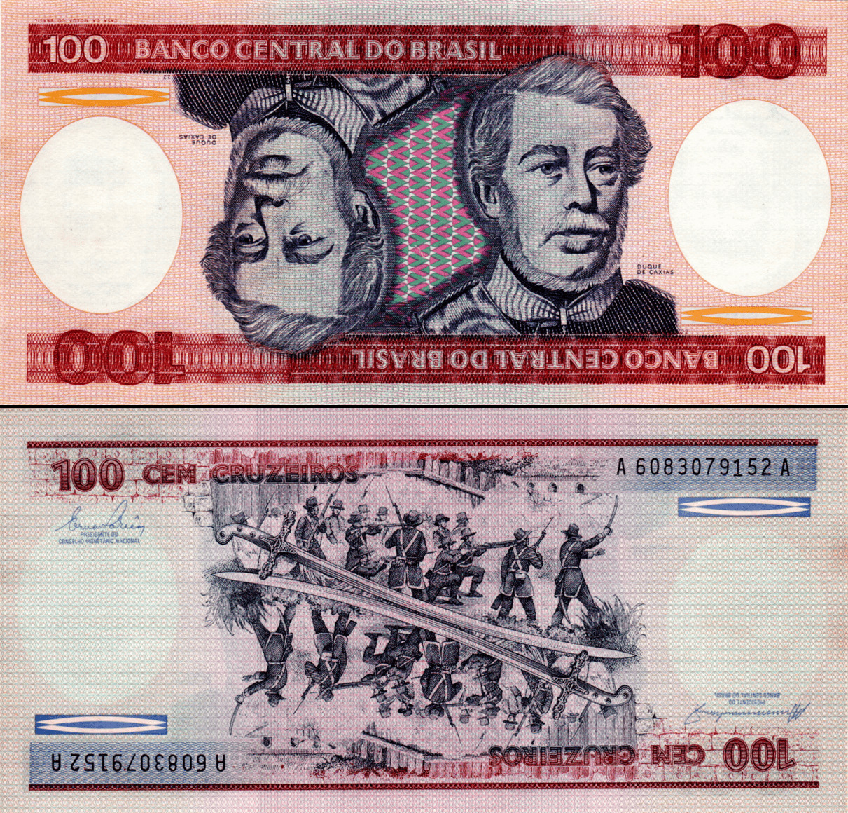 یک برگ اسکناس 100 کروزیرو برزیل _ بسیار زیبا