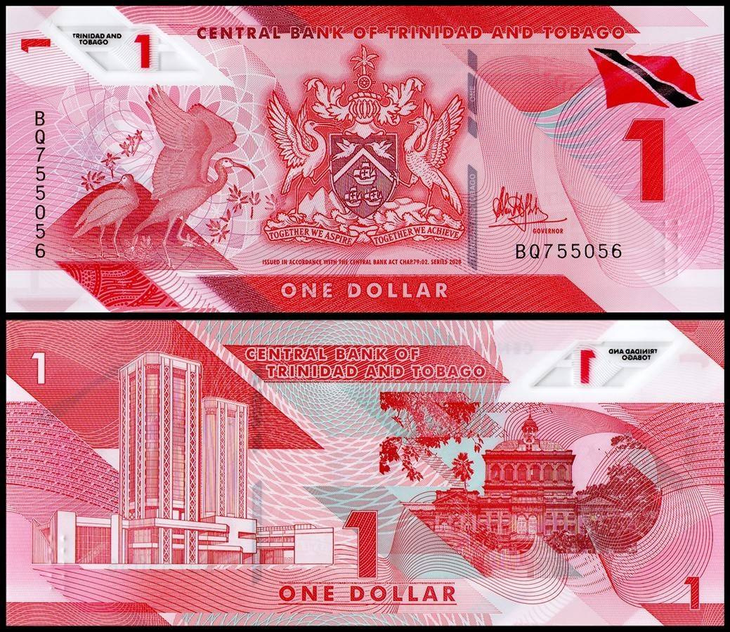 یک برگ اسکناس 1 دلار ترینیداد و توباگو _ پلیمیری
