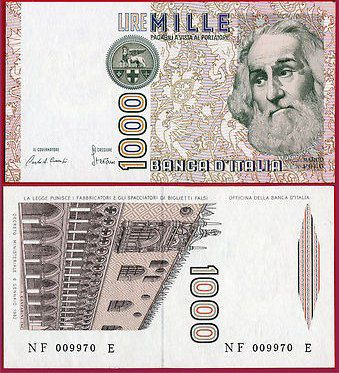 یک برگ اسکناس 1000 لیر ایتالیا _ با تصویر مارکوپلو