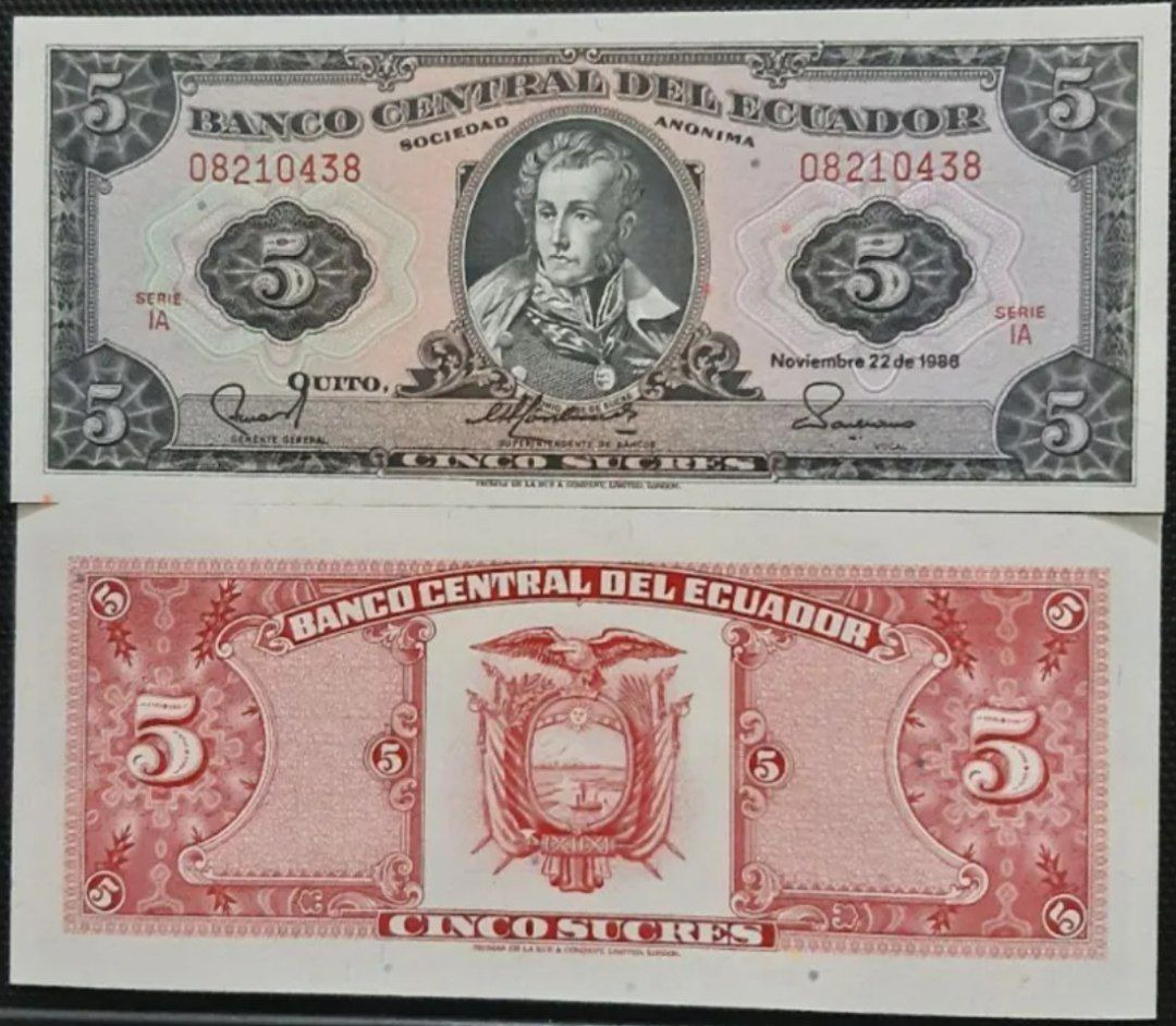 یک برگ اسکناس 5 سوکر اکوادور