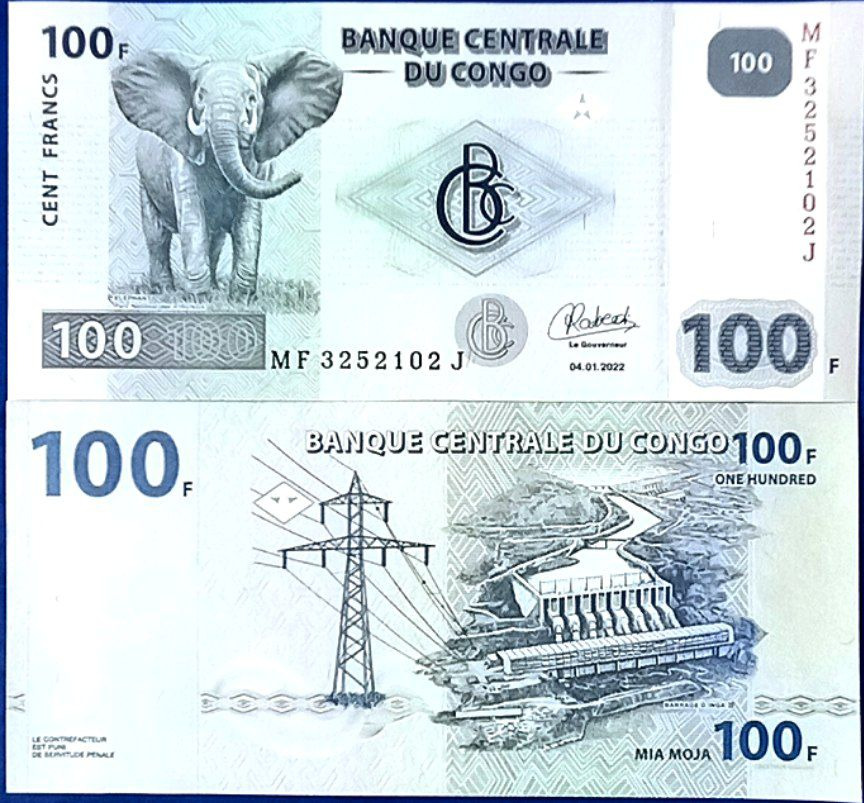 یک برگ اسکناس 100 فرانک کنگو توضیحات مطالعه شود