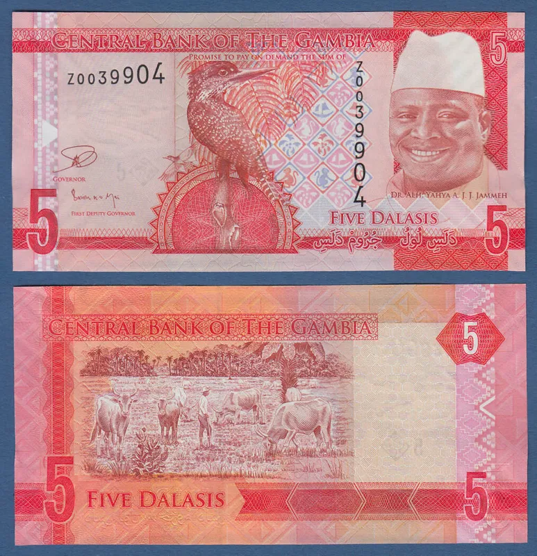 یک برگ اسکناس 5 دالاسی گامبیا _توضیحات مطالعه شود