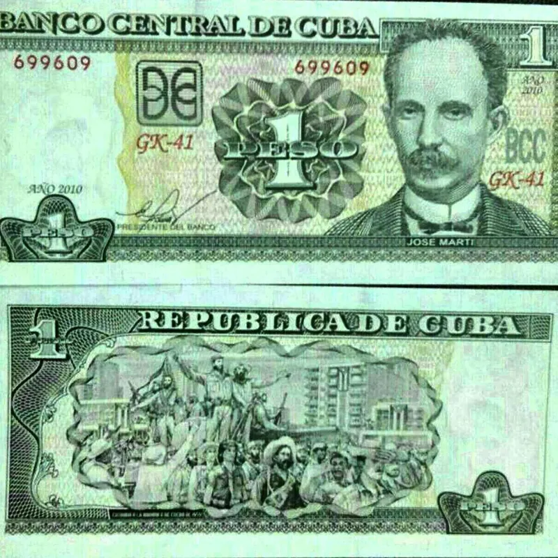 یک برگ اسکناس زیبای 1 پزو کوبا 2011