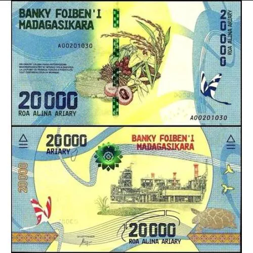 یک برگ اسکناس 20،000 آریاری ماداگاسکار