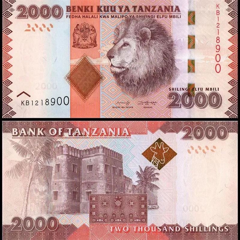 یک برگ اسکناس 2000 شیلینگ تانزانیا