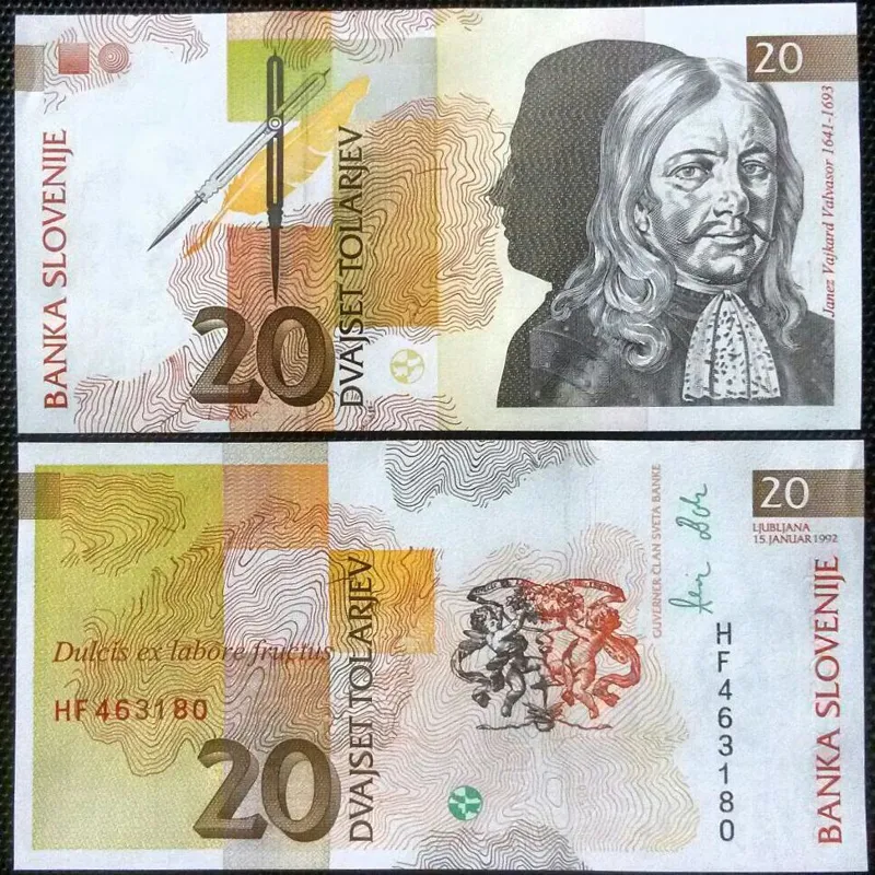 یک برگ اسکناس 20 تولار اسلوونی _توضیحات مطالعه شود