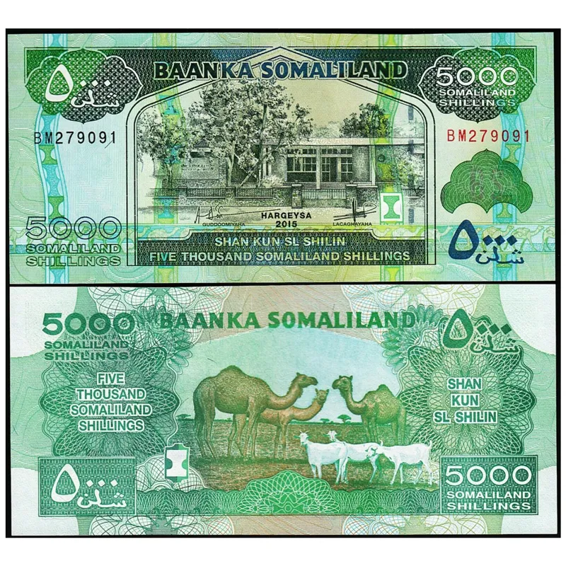 یک برگ اسکناس 5000 شیلینگ سومالی لند