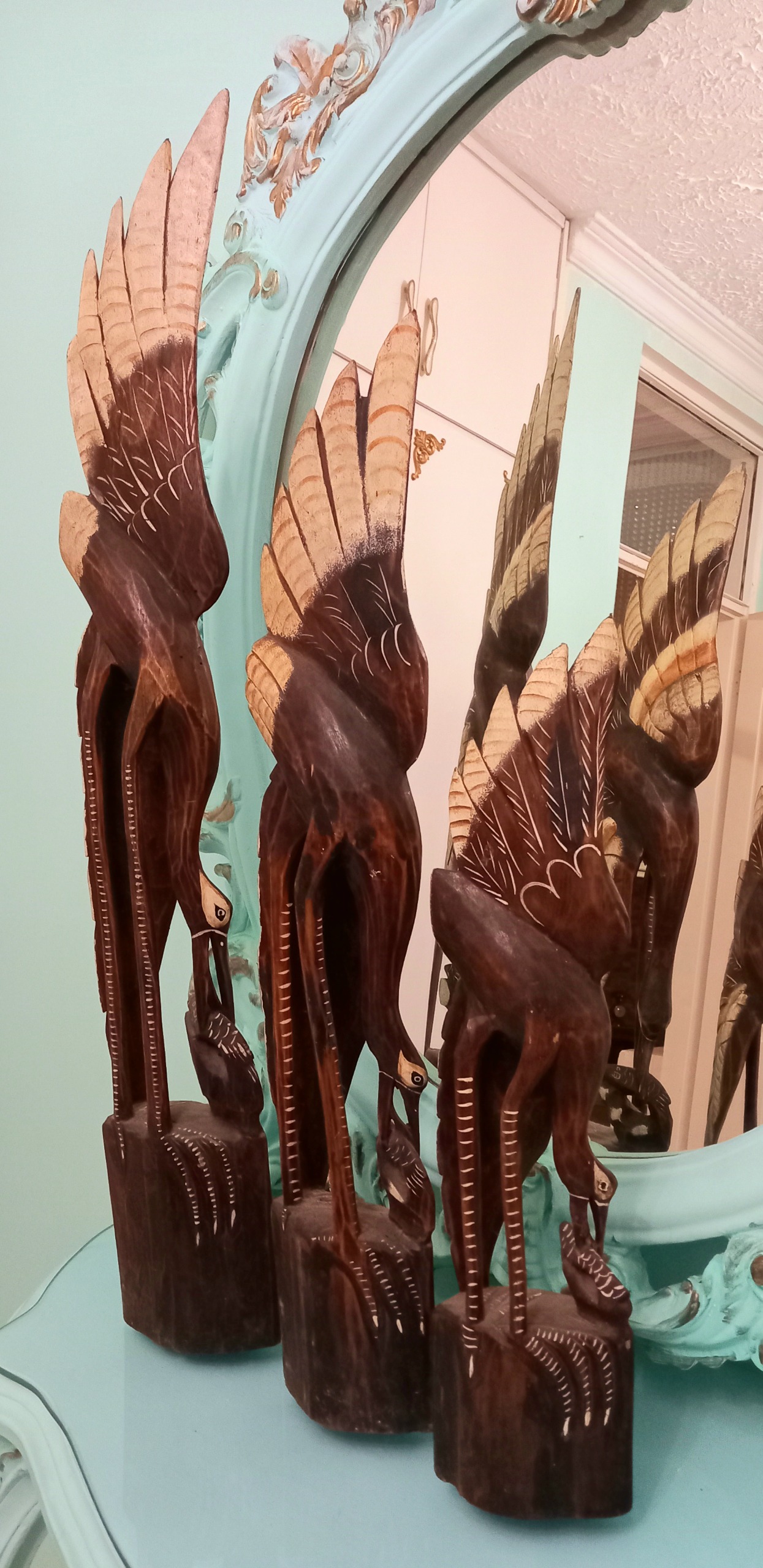 مجسمه چوبی لک لک وارداتی تایلندی دهه( 70)